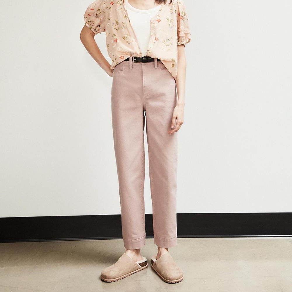 Madewell Slim Emmett Tapered Pants in mauve